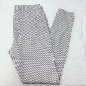 Uniqlo Cream and Navy Striped Skinny Pants Size L